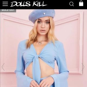 Dolls Kill  Blue Sugar Thrillz Petit Fours Wrap Top Size Small